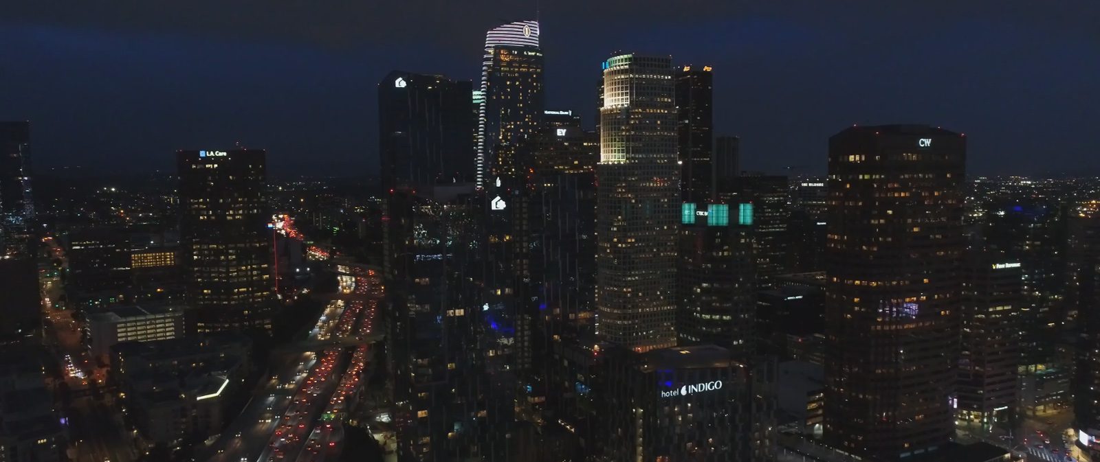 City skyline at night